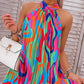 Abstract Print Sleeveless Pleated Casual Dress