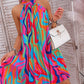 Abstract Print Sleeveless Pleated Casual Dress