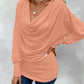Cowl Neck Batwing Sleeve Ruched T Shirt Casual Slim Fit Top