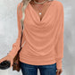 Cowl Neck Batwing Sleeve Ruched T Shirt Casual Slim Fit Top