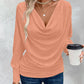Cowl Neck Batwing Sleeve Ruched T Shirt Casual Slim Fit Top