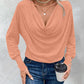 Cowl Neck Batwing Sleeve Ruched T Shirt Casual Slim Fit Top