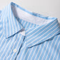 Sky Blue Stripe Contrast Patch Pocket Cuffed Sleeve Casual Shirt