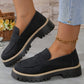 Black Faux Suede Slip-on Chunky Loafers