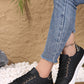 Black Color Contrast Quilted Lace-up Sneakers
