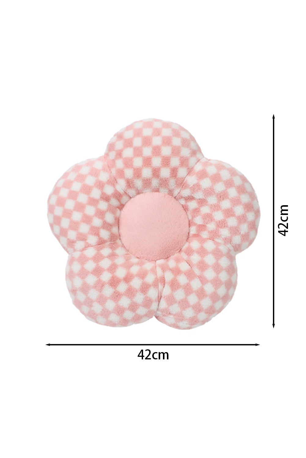 Pink Checkered Flower Shape Soft Sofa Cushion