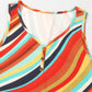 Multicolour Wavy Striped Buttoned V Neck Tank Top
