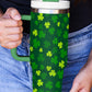 Dark Green St. Patricks Shamrock Print Handle Vacuum Cup 1200ml