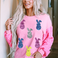 Pink Sequin Bunny Doll Contrast Long Sleeve Patchwork Top