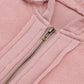 Pink Flap Pocket Drawstring Hood Zip Up Jacket