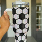 White Rhinestone Soccer Ball Print Game Day 40 Oz Tumbler