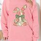 Pink Floral Bow Rabbit Easter Fashion Pullover Sweatshirt