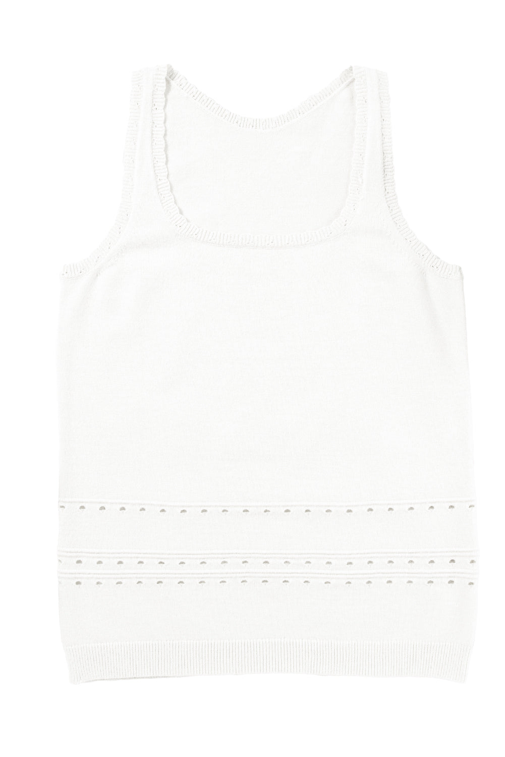 White U Neck Eyelet Accent Sweater Vest