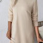 Apricot Solid Color Textured Long Sleeve Shift Dress