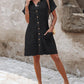 Buttoned Pocket Design Casual Shirt Dress