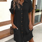 Buttoned Pocket Design Casual Shirt Dress