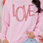 Pink LOVE Graphic Drop Shoulder Valentines Pullover Sweatshirt