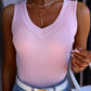 V Neck Sleeveless Ribbed Basics Knit Tank Top