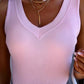 V Neck Sleeveless Ribbed Basics Knit Tank Top