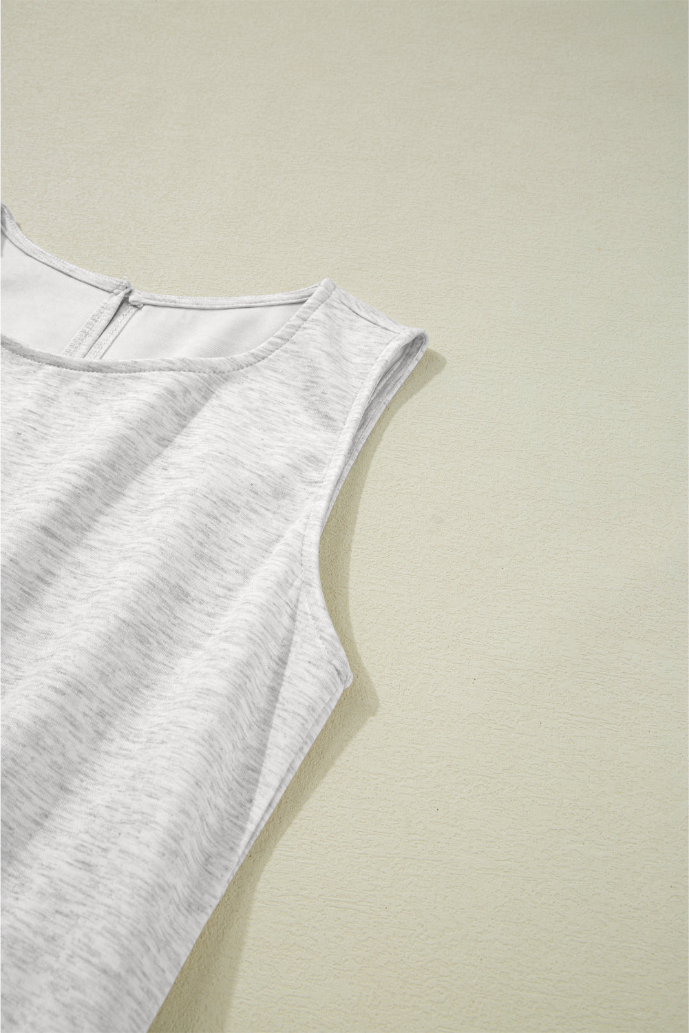 Light Grey Solid Color Crew Neck Drawstring High Waist Sleeveless Jumpsuit