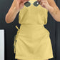 2 Pieces Outfit Round Neck Sleeveless Top and Side Tied Detail Elastic Waist Back Shorts Set
