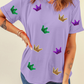 Wisteria Mardi Gras Crown Patched Graphic T Shirt