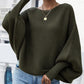 Lantern Batwing Sleeve Oversized Ribbed Knit Sweater