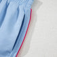 Beau Blue Color Block Stripes Elastic High Waist Active Shorts