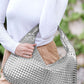 Silvery Woven Design PU Leather Single Shoulder Bag