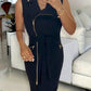 Round Neck Slim Fit Sleeveless Zipper Design Mini Dress Work Dress