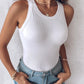 Round Neck Ribbed Tank Top With Bra Pads