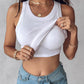 Round Neck Ribbed Tank Top With Bra Pads