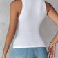 Round Neck Ribbed Tank Top With Bra Pads