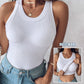 Round Neck Ribbed Tank Top With Bra Pads