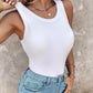 Round Neck Ribbed Tank Top With Bra Pads
