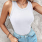 Round Neck Ribbed Tank Top With Bra Pads