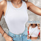 Round Neck Ribbed Tank Top With Bra Pads