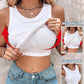 Round Neck Ribbed Tank Top With Bra Pads