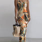 Marble Print U Neck Sleeveless Maxi Skims Dress