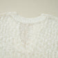 Beige Notched V Neck Short Sleeve Sweater