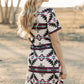 Beige Western Aztec Printed Long T-shirt Dress