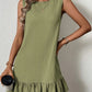 Round Neck Sleeveless Ruffles Hem Dress Casual Loose Fit Mini Dress