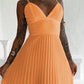 Bandeau Sleeveless Pleated Dress Elegant Flowy A Line Maxi Dress