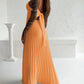 Bandeau Sleeveless Pleated Dress Elegant Flowy A Line Maxi Dress