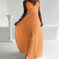 Bandeau Sleeveless Pleated Dress Elegant Flowy A Line Maxi Dress