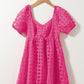 Strawberry Pink Checkered Puff Sleeve Babydoll Dress