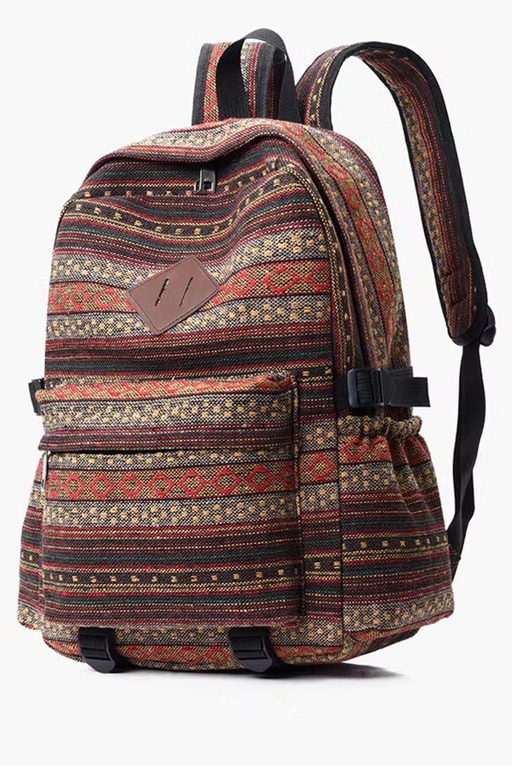 Coffee Vintage Pattern Multi Compartment Large Capacity Backpack