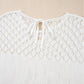 White Eyelet Knit Tied Back Short Sleeve Sweater