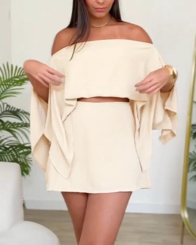 3 Pieces Off Shoulder Multi Ways Split Sleeve Casual Shorts Set