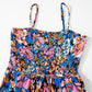 Pink Floral Smocked Bust Spaghetti Straps Wide Leg Jumpsuit